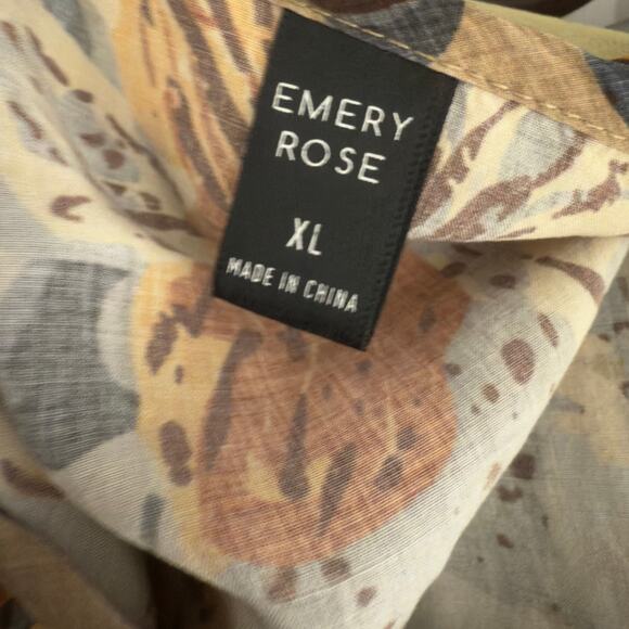 Emery Rose Women's Size XL Beige Floral A Line Knee Length Dress #3268 - Picture 7 of 9